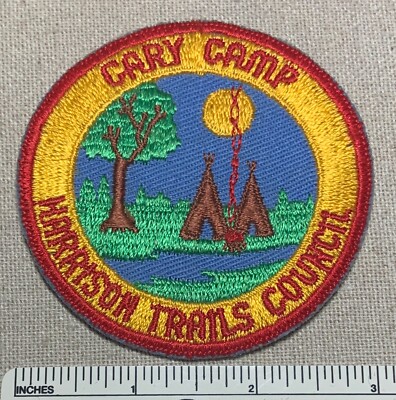 VTG 1950s CARY CAMP Boy Scout Camper PATCH Harrison Trails Council Uniform Badge