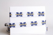 UNIVERSITY OF MICHIGAN WOLVERINES 7/8" GROSGRAIN RIBBON -1,3,5,10 YARDS FROM USA