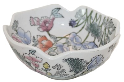 Fruit Bowl Ceramic Etched Hand Painted inside & out, serving size Makers mark AN