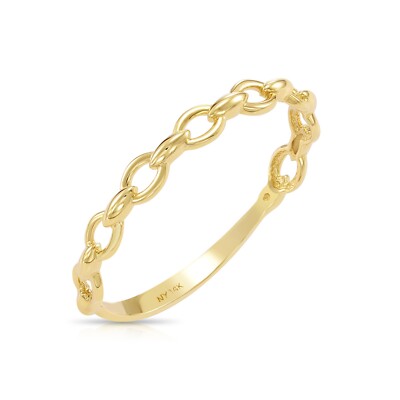14K echt massiv Gelbgold zierliches Kettenglied minimalistisch geflochten Bandring