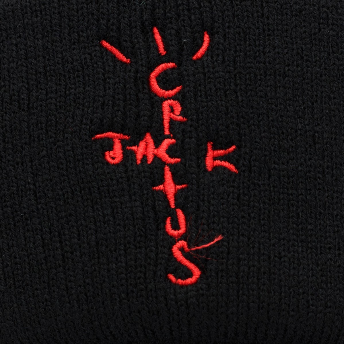Travis Scott Cactus Jack Cuffed Knit Beanie Black with Red Logo