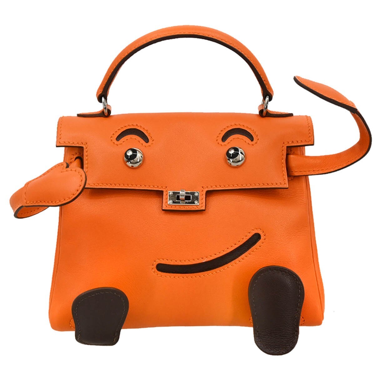 Hermes Orange Gulliver Kelly Doll Mascot Handbag □D44