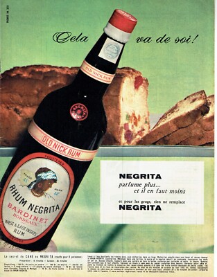 Advertising 0822 1958 rum Negrita Bardinet cake old Nick rum