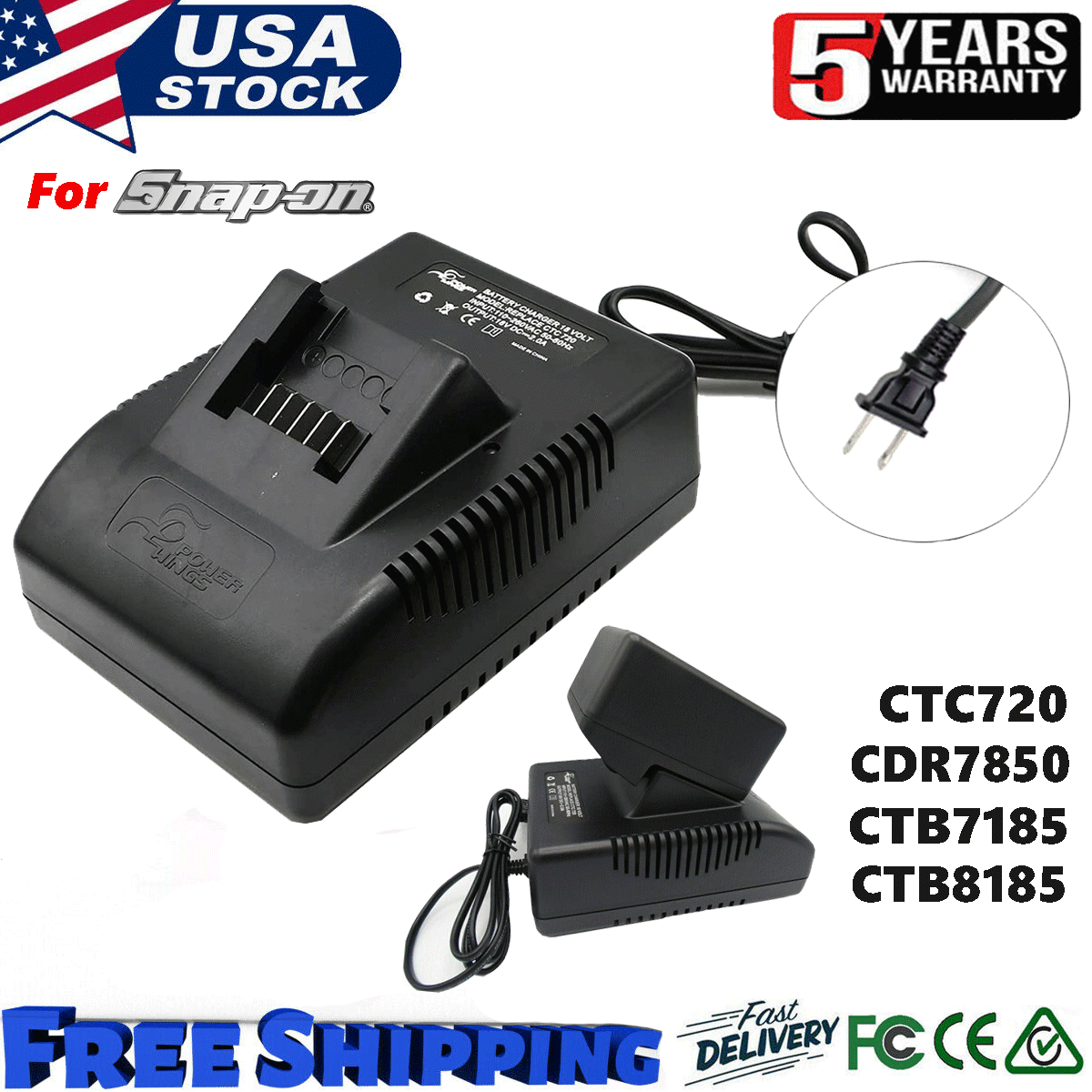 Top_battery 18V Charger For Snap-on CTC720 – Compatible With CTB8185, CTB8187, CTB7185 Batteries-749821