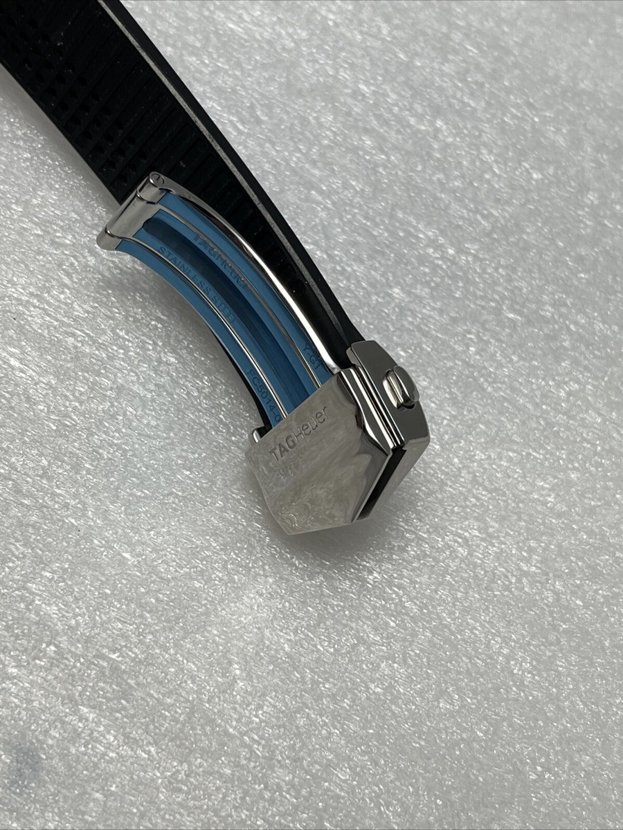 TAG Heuer Watch Strap Band 20 x 18 Black Rubber WITH SS