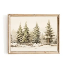 Winter Woodland Wall Art Vintage Winter Woodland Artwork Enchanting Farmhouse Ch