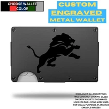 Detroit Lion Custom Laser Engraved Onto An Aluminum Wallet
