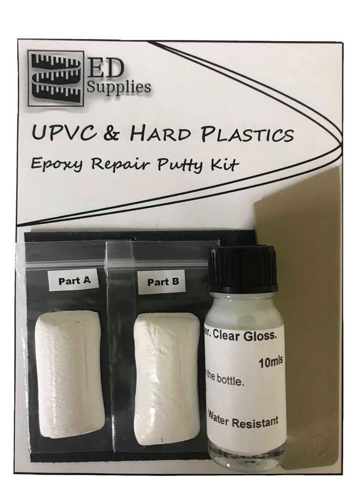 ED SUPPLIES White UPVC & Hard Plastic Epoxy Repair Putty Kit - Repairs Chips, Cracks & Holes