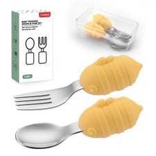Baby Fork and Spoon Set with Carry Case Baby Training Utensils Self Feeding T...