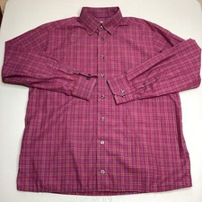 ETON contemporary fit Mens Red Fine Twill Plaid Shirt L/S Button Up 16/ 41 L