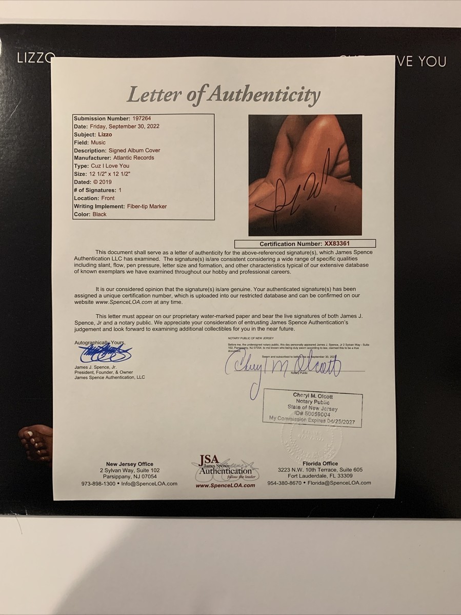LIZZO SIGNED CUZ I LOVE YOU VINYL LP JSA LOA #XX83361