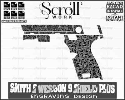 Shane Bowden 直筆サイン原画「Glitter Gun」 Smith & Wesson 9 Shield plus firearm floral pattern engraving