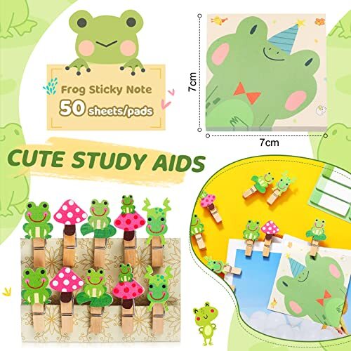 69 Pcs Cute Frogs Sticky Notes Set Cartoon Frog Pen Frog Stickers Paperclip eBay