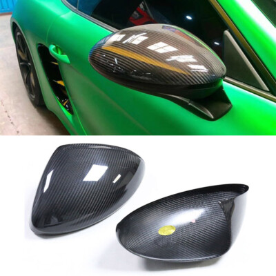 Real Carbon Fiber Side Mirror Cover Shell For Porsche 718 Boxster Cayman 2016-23