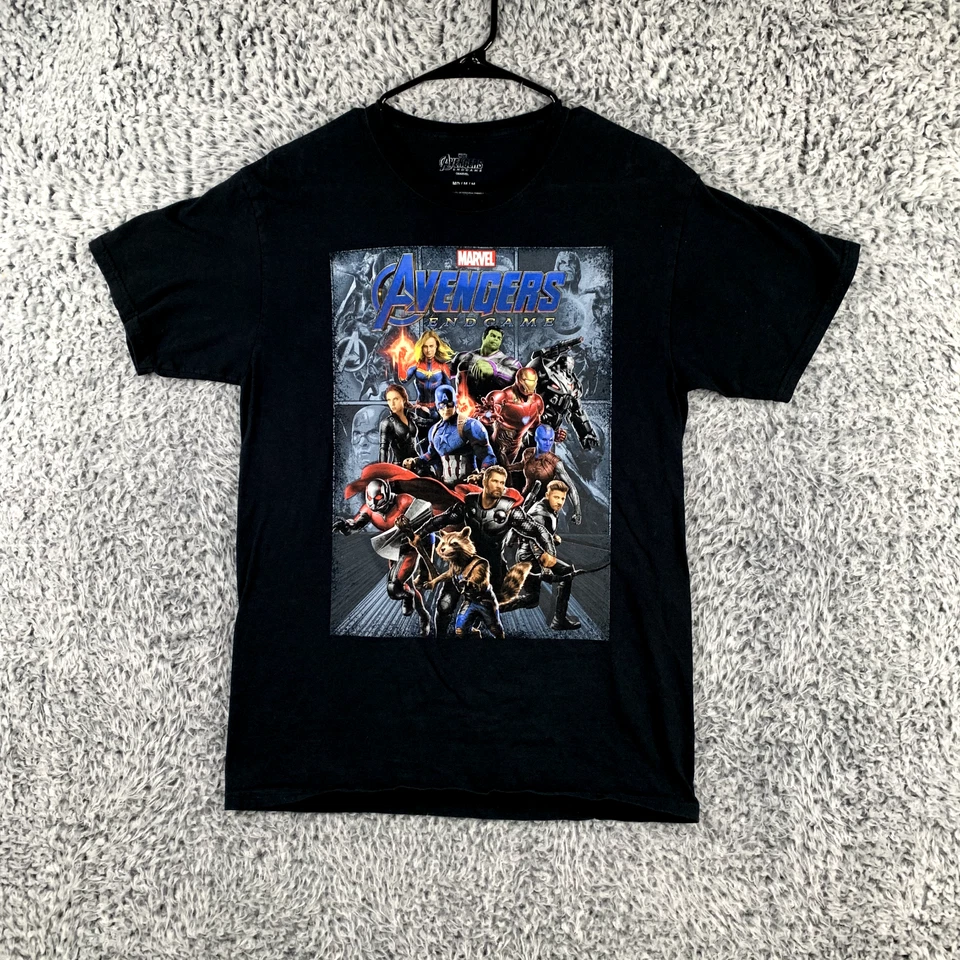 Marvel Avengers Endgame T-Shirt Boys Medium Black Graphic all the heroes - Image 2 of 4