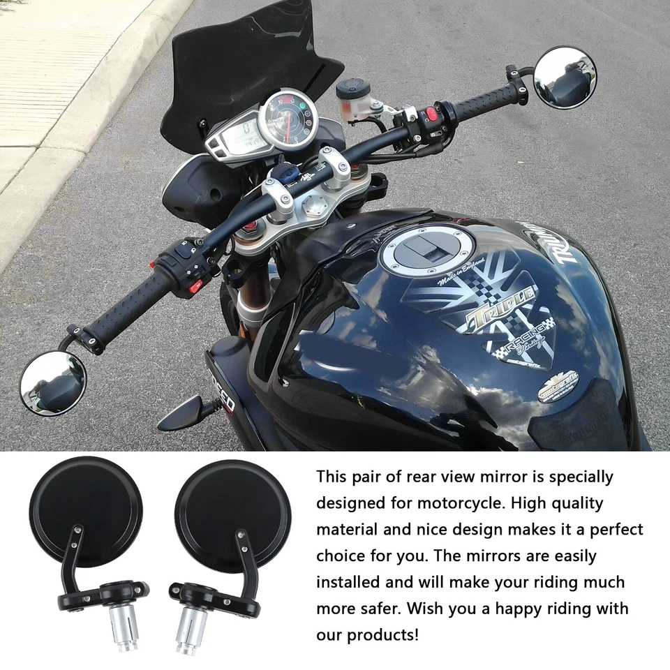For Moto Guzzi V7 Racer 7/8" Motorcycle Black Rearview Handle Bar End Mirrors US Foto 3 de 4