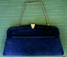 VTG. BLACK CLOTH COVERED CLUTCH PURSE WITH CHAIN