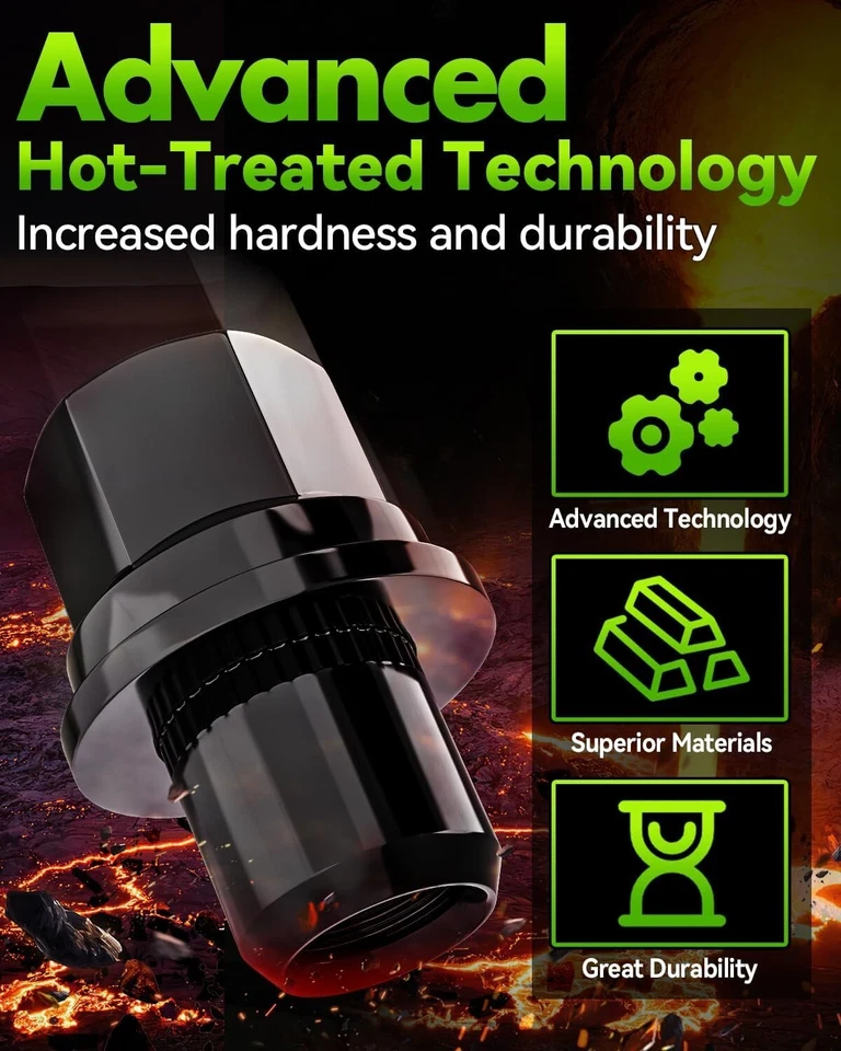 20 шт. высоких черных зажимных гаек M14x1,5 1,83 дюйма для магазина с закрытым концом выпуклость желудь - Изображение 2 из 4