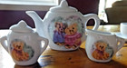 Doll Tea Set, complete, Teddy Bear on all Pieces, Covers on tea pot and sugar — photo 5