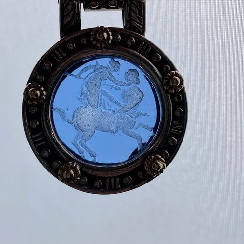 Flli Menegatti Sterling Silver, 18k And Carved Blue Venetian Glass Pendant - Picture 3 of 13