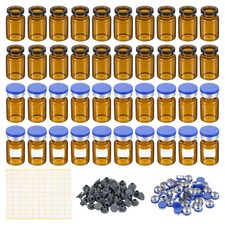 6ml Sample Vials, 100pcs Lab Empty Vials with Rubber Stopper Caps Labels, Amber