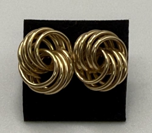 14K Yellow Gold Love Knot Twisted Stud Earrings