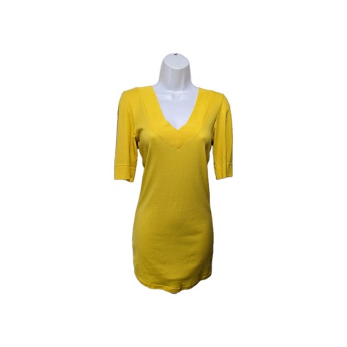 NWT Express Sexy Basic Tee Womens L Tunic Short Sleeve 90s Y2K Yellow #585