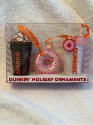 2024 Dunkin Donuts Holiday Ornament Mini 3 Pack ~ New in Package