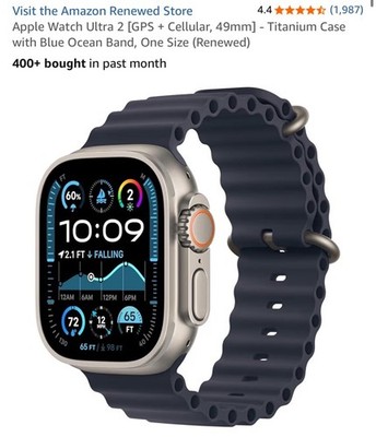 Apple Watch Ultra 2 49mm Titanium Case with Ocean Band - Blue, One Size (GPS...
