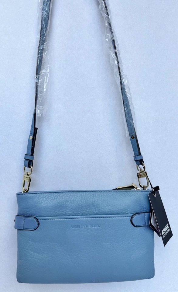 NEW Aimee Kestenberg Lisa Soft Denim Leather Gold MD Conv Crossbody Handbag $198 - Image 4 of 4