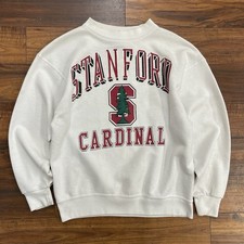 Vintage 90s Stanford University Cardinal White College Crewneck Sweatshirt Men L