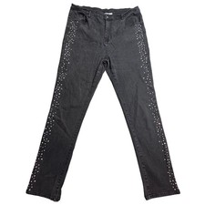 DG2 Diane Gilman Jeans Womens 12T Black Rhinestone Studded Side Stripe Stretch