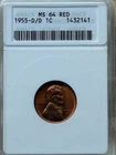 1955-D/D PENNY, ANACS MS 64 RED