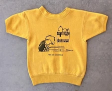 Vintage Peanuts Sweatshirt Size 14 Yellow 1969 Schulz Schroeder Snoopy 60s Short
