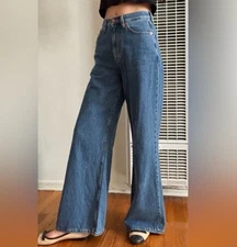 G. LABEL GOOP HIGH RISE WIDE LEG JEANS SIZE 25 - MADE IN ITALY 100% COTTON