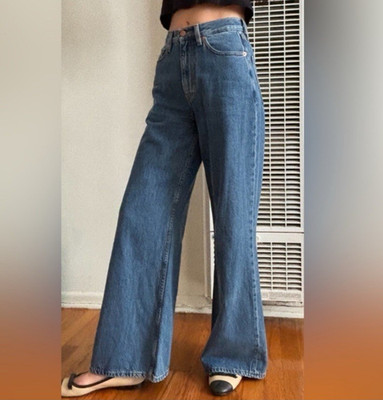 G. LABEL GOOP HIGH RISE WIDE LEG JEANS SIZE 25 - MADE IN ITALY 100% COTTON