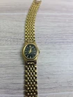 Seiko Watch Women 18mm Black Dial Gold Tone Oval V401-5109 New Battery ABC123