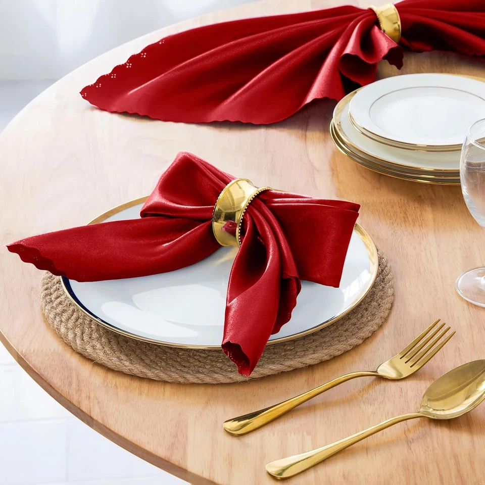 Stunning 100-Count Red Satin Dinner Napkins 20" x 20" – Soft & Wrinkle-Resistant - Image 4 of 4