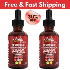 Clean Nutra Berberine with Ceylon Cinnamon Supplement Liquid Drops 2pack