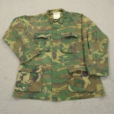 VINTAGE Military Jacket Men Medium Regular 80s ERDL Woodland Jungle Ripstop Coat