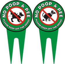 2 PCS No Dog Poop Signs for Yard, 12 X 6 Inch Double Sided PLEASE KEEP off the G