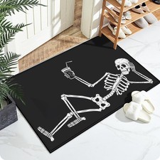 Funny Skeleton Bath Mat for Bathroom,Washable Door Mat Absorbent Bath Rug Non...