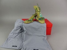 Miu Miu sexy T-Strap Sandaletten Gr. 37 grün Wildleder Highheels Sommer (19423