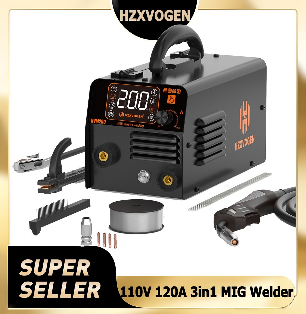 HZXVOGEN 3 in 1 Semi-Automatic Welding Machine MIG/TIG/MMA Inverter
