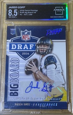 2016 Panini Prestige Draft Big Board Ink #1 Jared Goff Auto/100-Arena Club 8.5