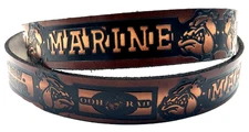 U.S.M.C MARINES THE FEW THE PROUD MILITARY GENUINE COWHIDE LEATHER BELT USA MADE