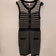 Spring + Mercer Black Gray Sleeveless Chunky Knit Sweater Dress Large