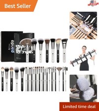 Complete Kabuki Makeup Brush Set with Stylish Leather Case - 31 Brushes Included