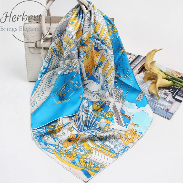 New Silk Scarf Tale Of Flying Horse 14 Momme Mulberry Silk Women’s Shawl - Image 4 of 4