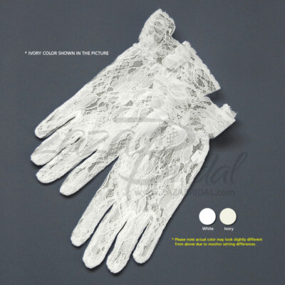 LOVELY FLORAL LACE GLOVES FOR GIRL WITH RUFFLE - VARIOUS COLORS AND SIZES